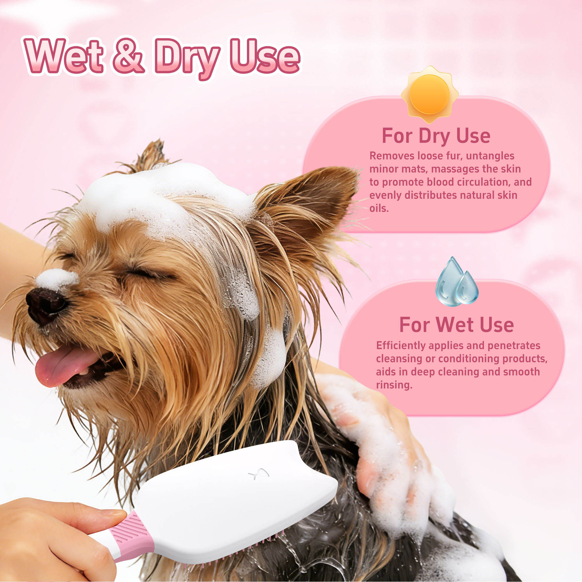 Pet Hair Grooming Soft Plastic Bristles Bathing Massage Dog and Cat Brush