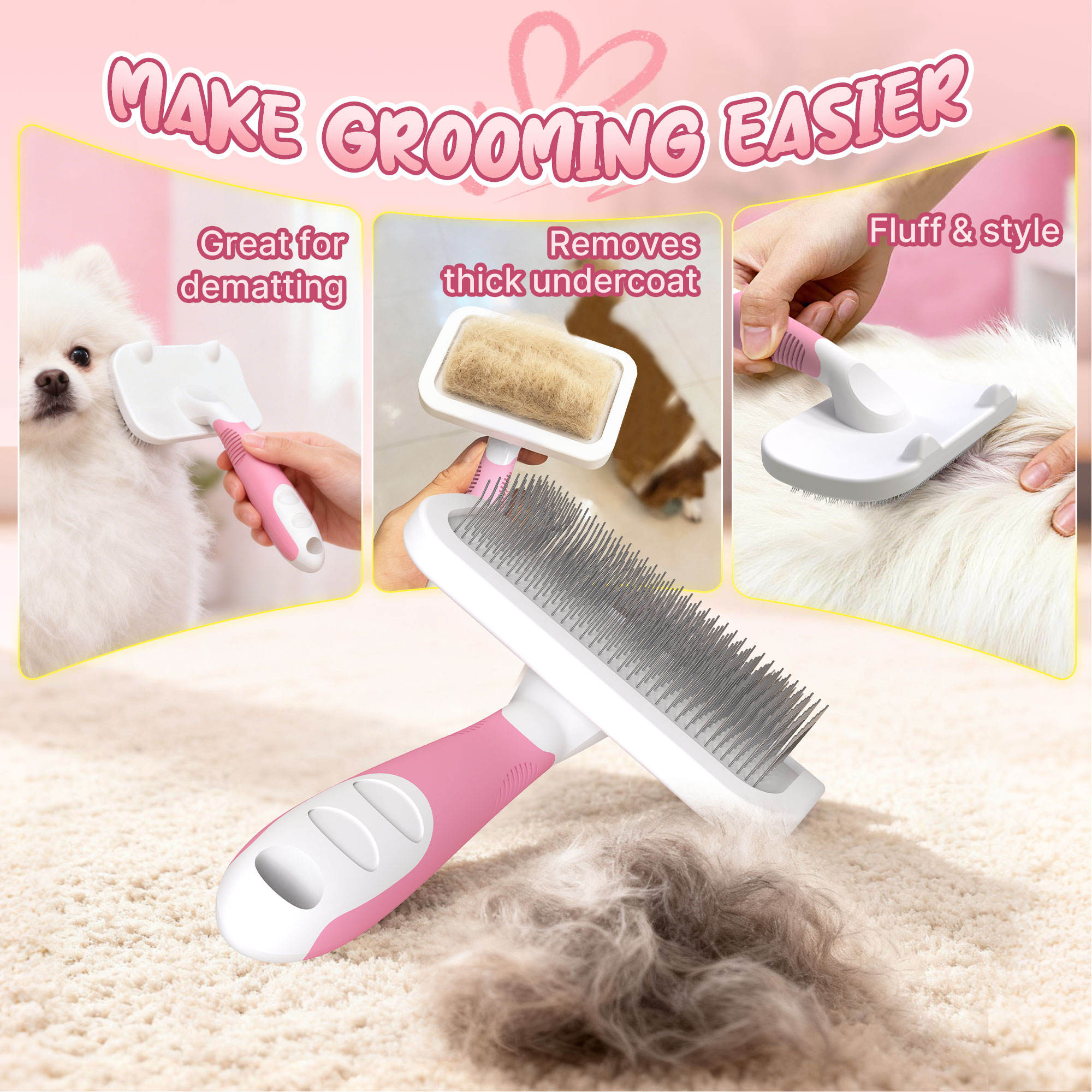 New Grooming Tools Series Small Size Pet Hair Grooming Shedding Slicker Brush for Dog and cat