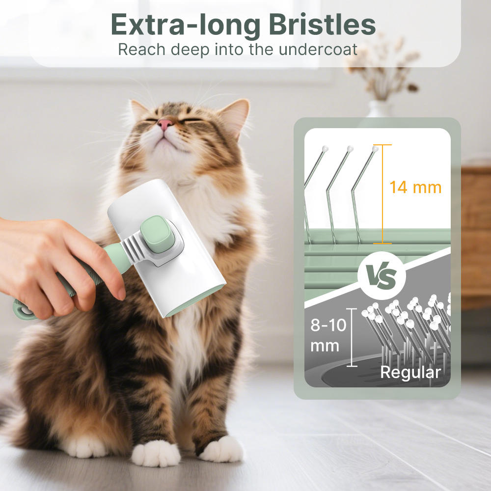 Self Cleaning Extra Long Stainless Steel Pins Flexible Brush Neck Pet Hair Remover for Dog and cat