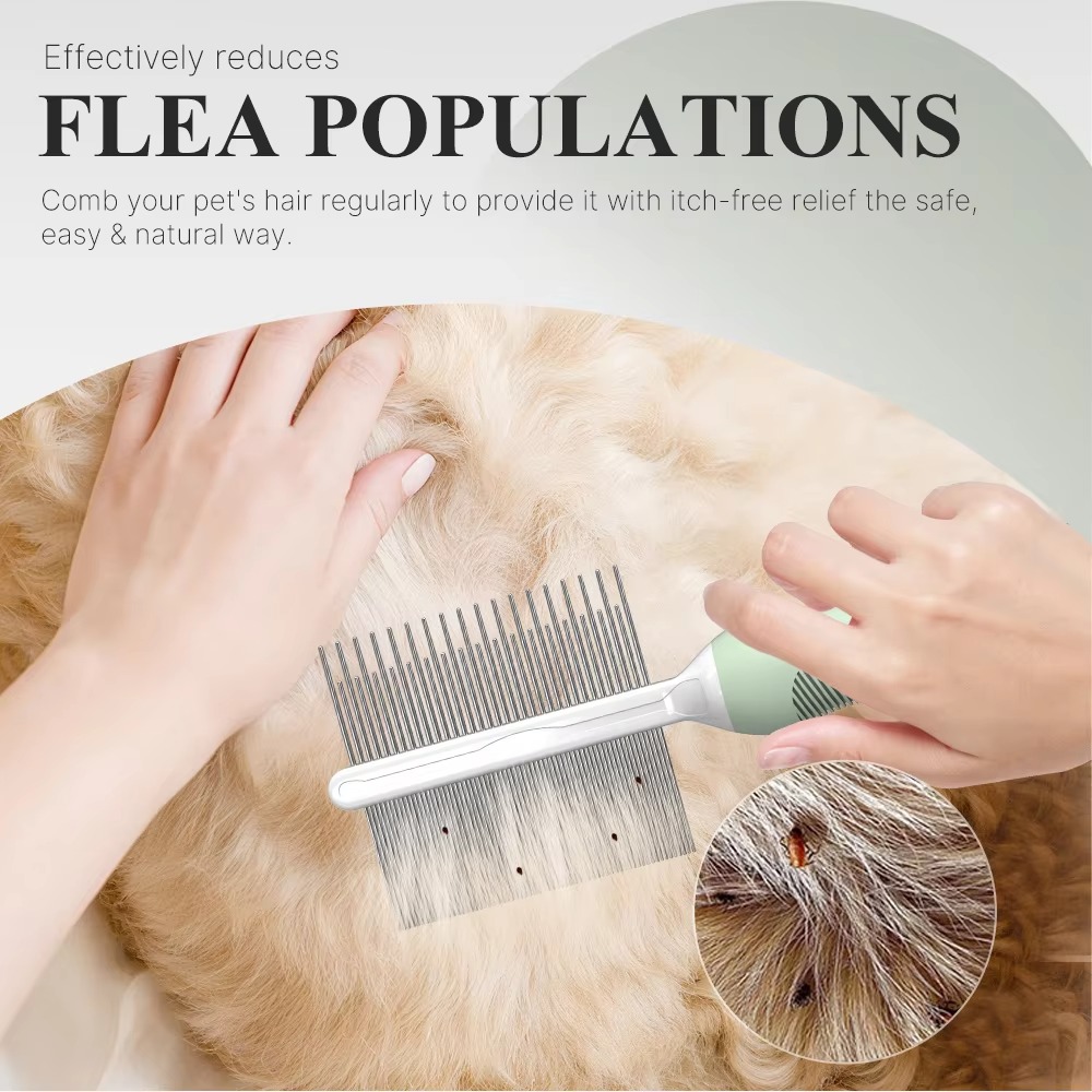 New Stainless Steel Pet Hair Grooming Long & Short Teeth Flea Finishing Comb for Dogs and Cats