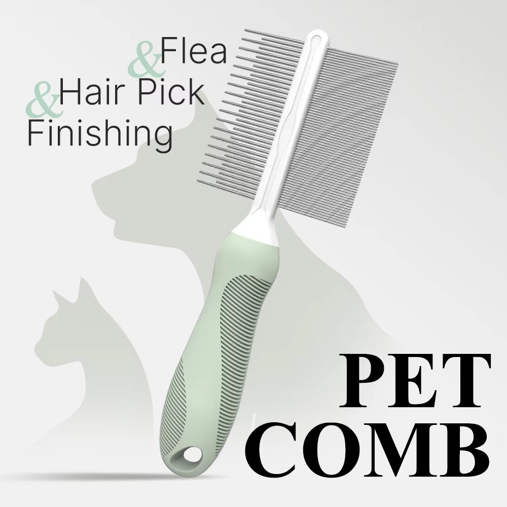 New Stainless Steel Pet Hair Grooming Long & Short Teeth Flea Finishing Comb for Dogs and Cats