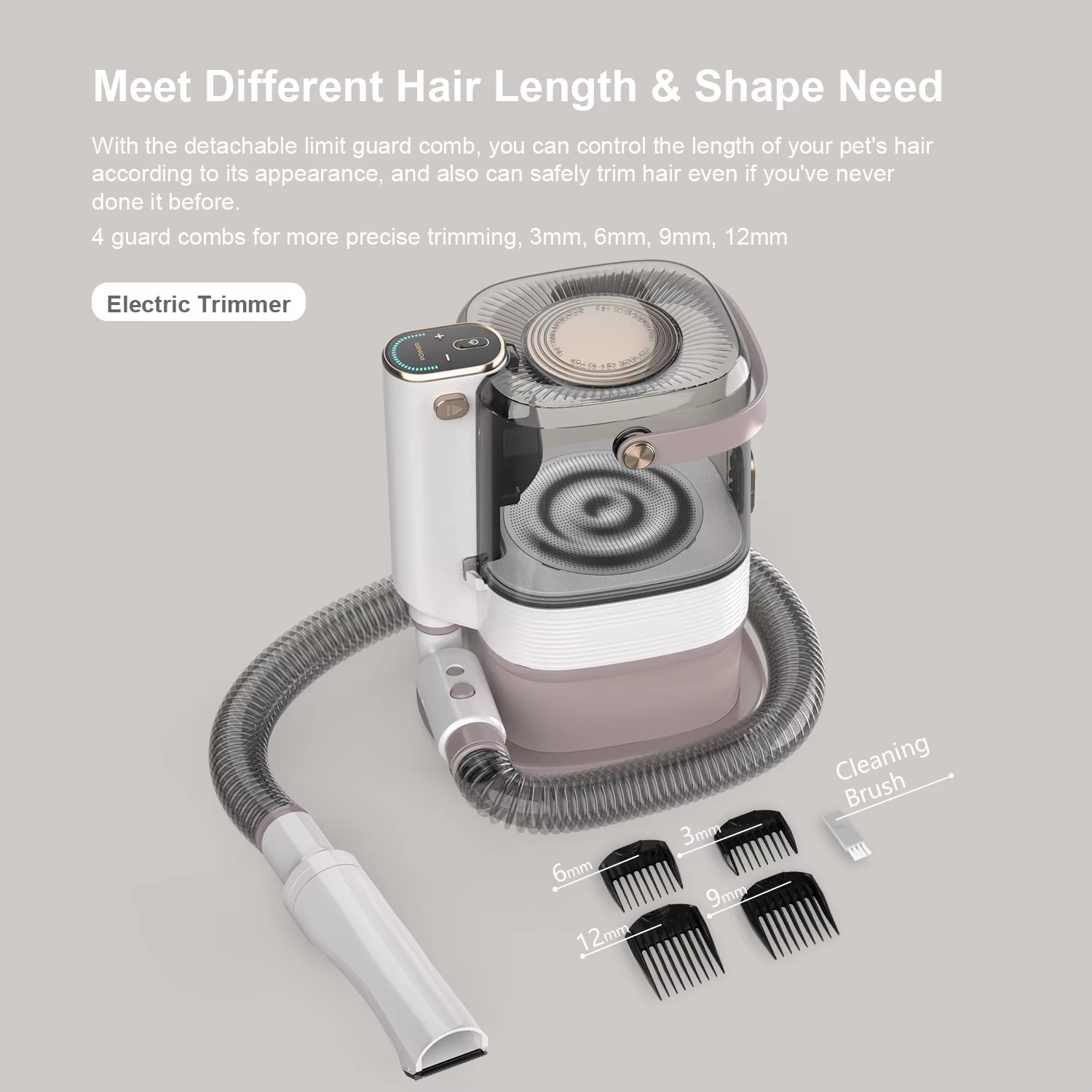 3.2L Large Capacity High Suction Power Pet Vacuum Cleaner Dog and Cat Hair Grooming Brush Kit