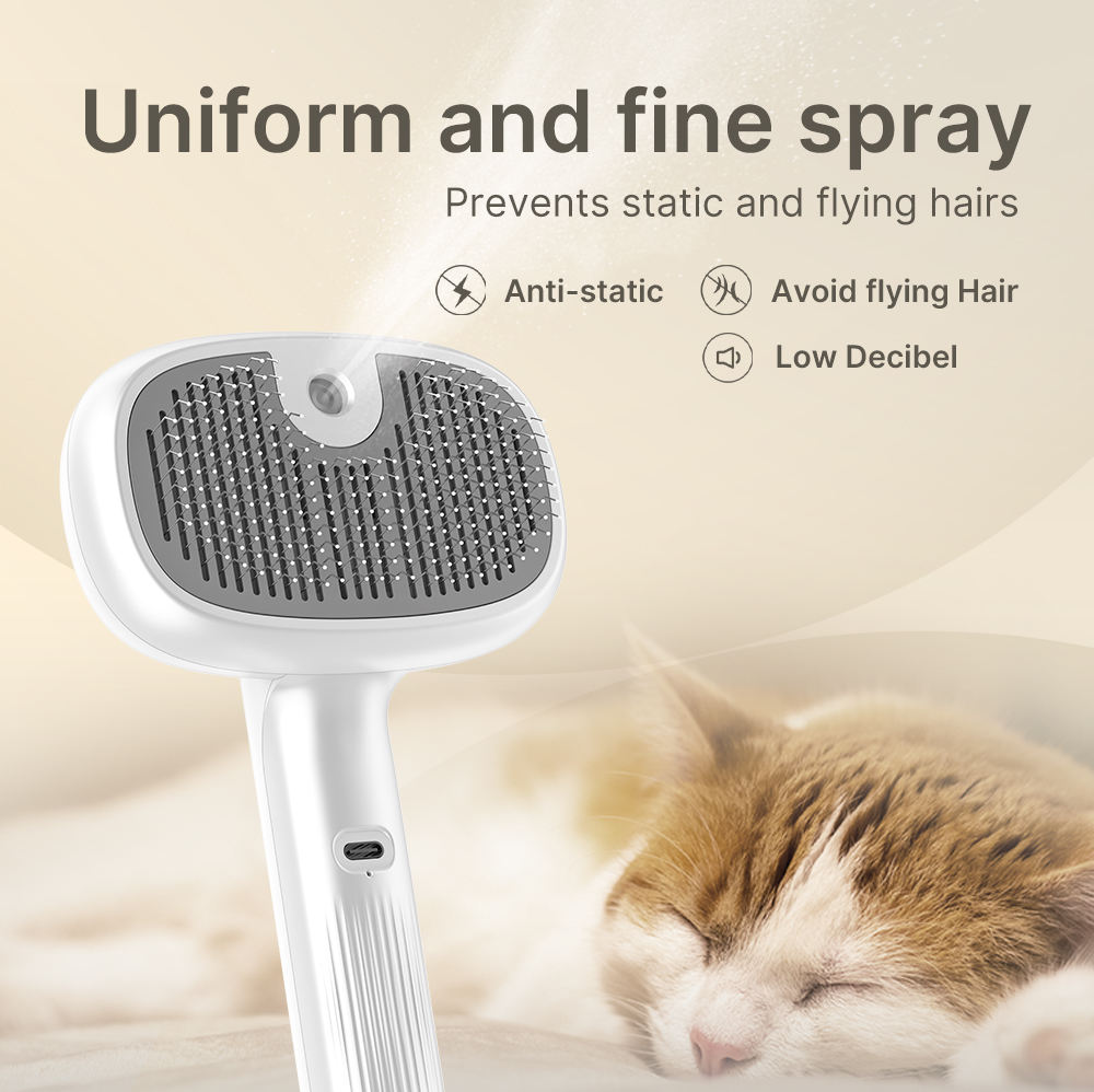 New Self Cleaning Steam Water Spray Pet Remove Shedding Hair Grooming Slicker Brush for Dog and Cat