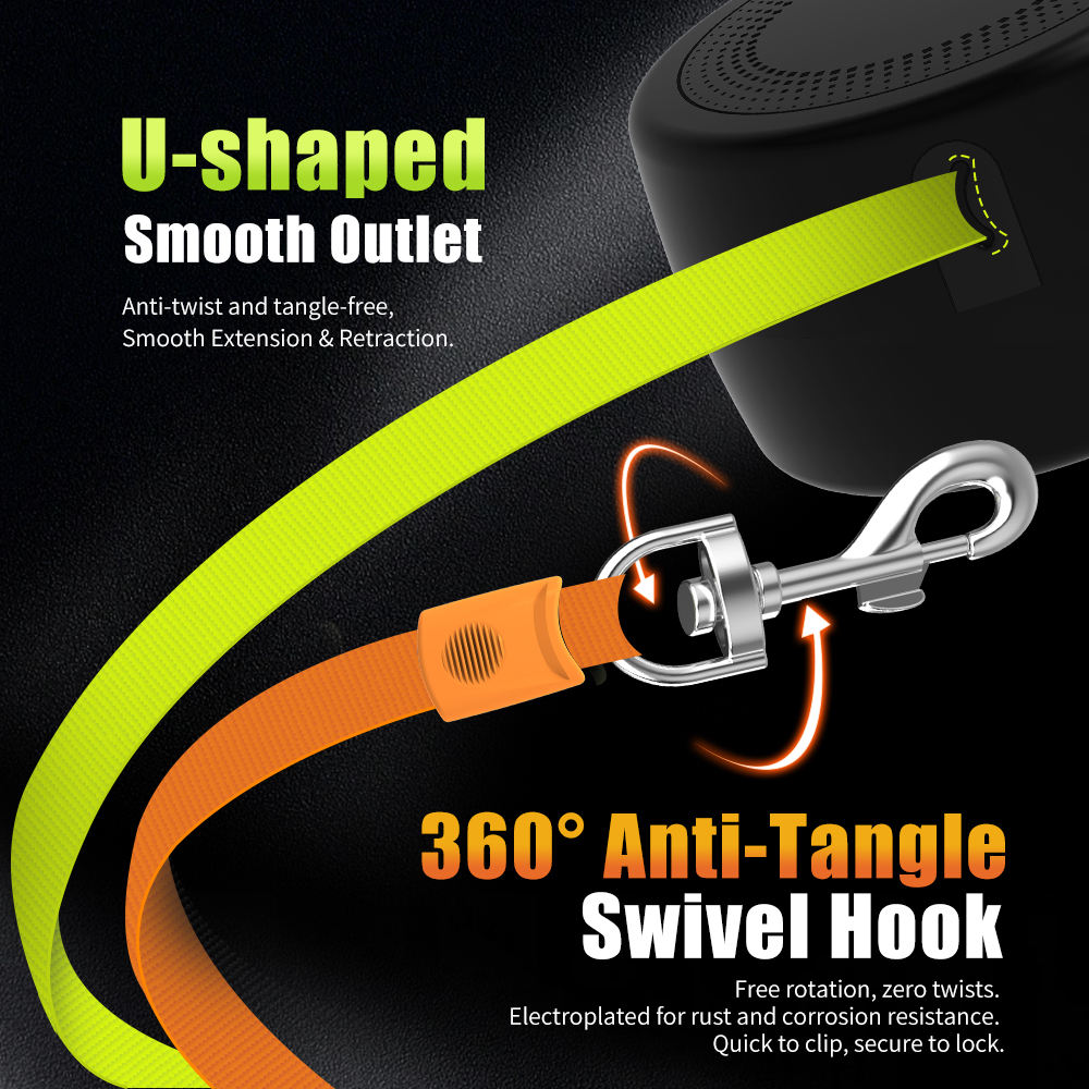 9ft Adjustable Dual Small Dogs tangle Free Retractable Pet Leash with Poop Bag Dispenser