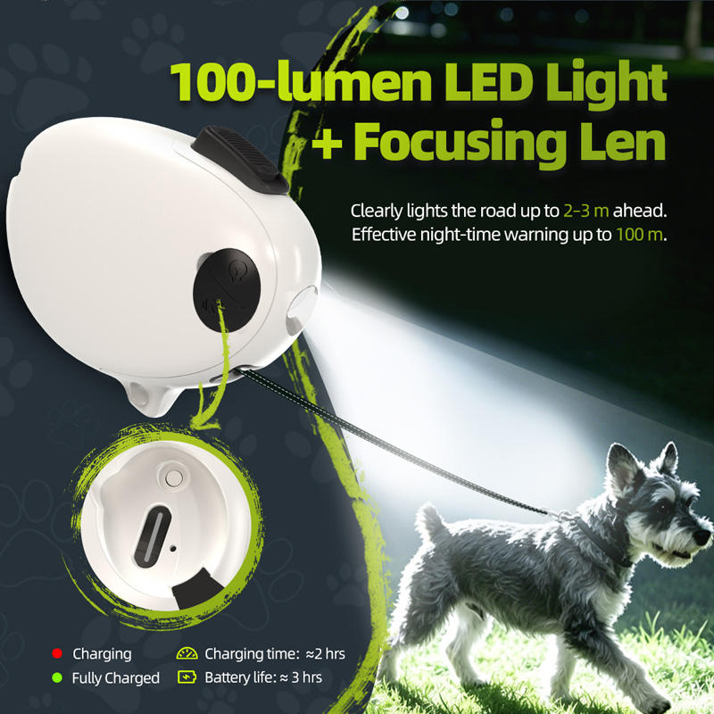 Custom Hands-Free Tangle Free LED Light Dog Retractable Leash for Small Pets