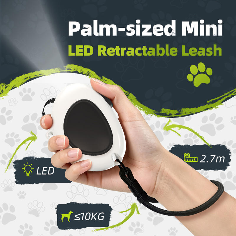 Custom Hands-Free Tangle Free LED Light Dog Retractable Leash for Small Pets