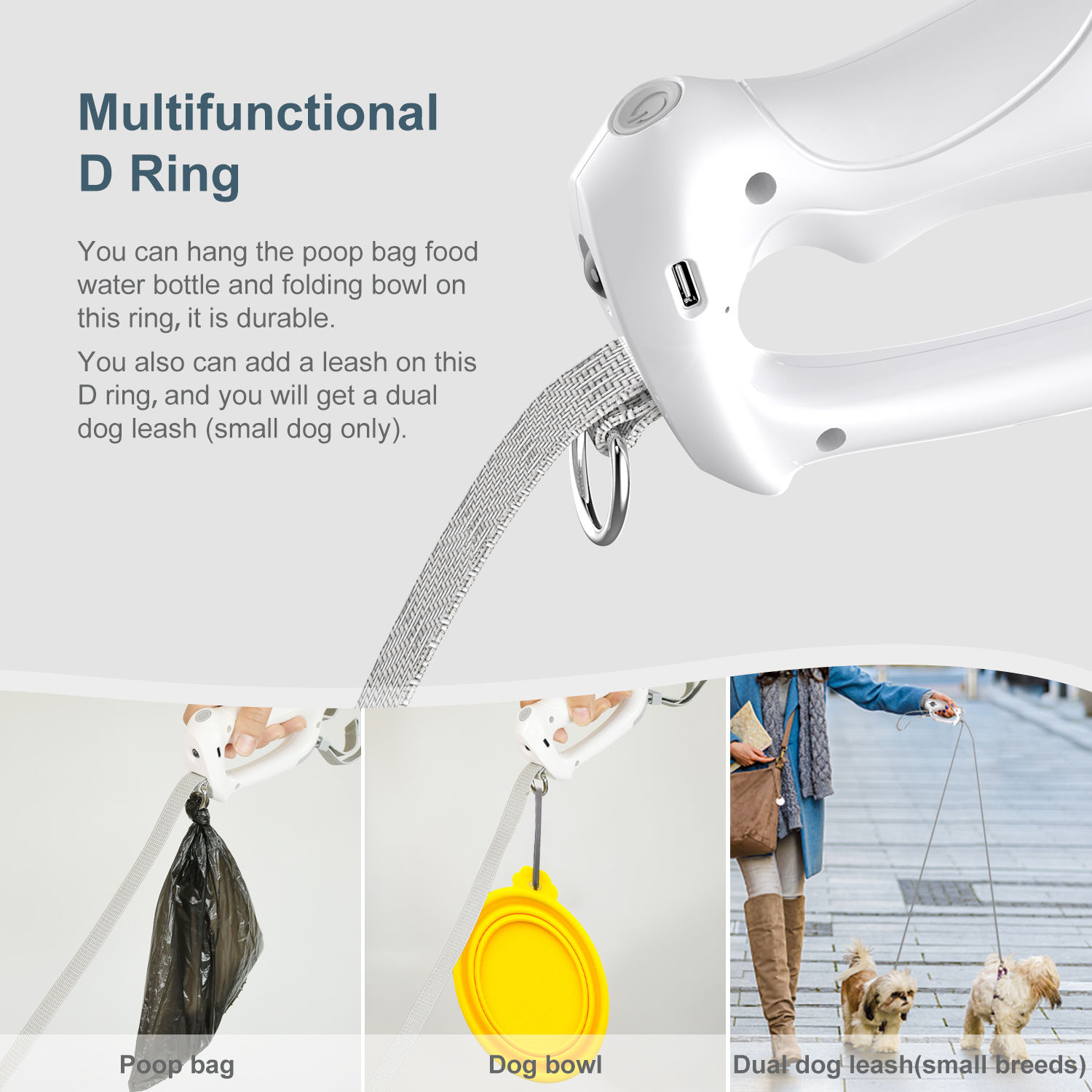 1.8M/6FT Custom Length Hands-Free Elastic Nylon Tape Led Light Poop Bag Dispenser Pet Lead Dog Leash