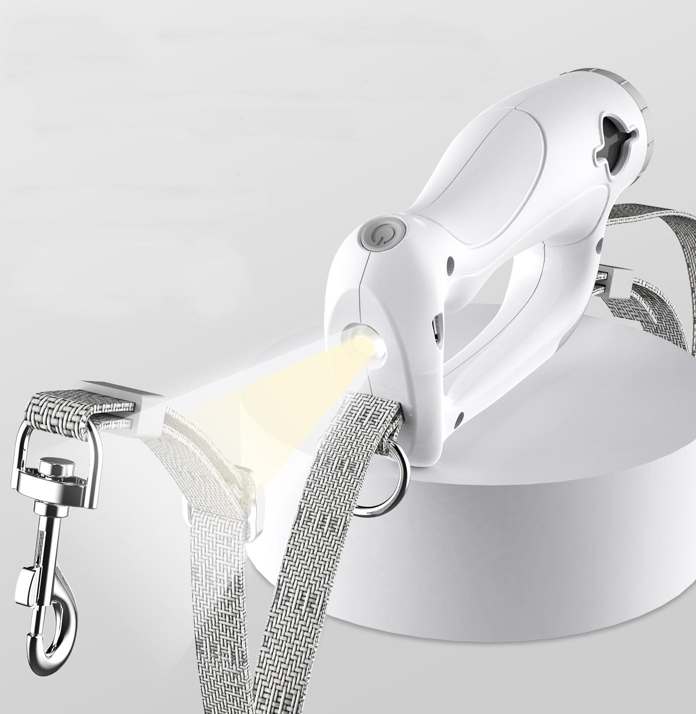 1.8M/6FT Custom Length Hands-Free Elastic Nylon Tape Led Light Poop Bag Dispenser Pet Lead Dog Leash