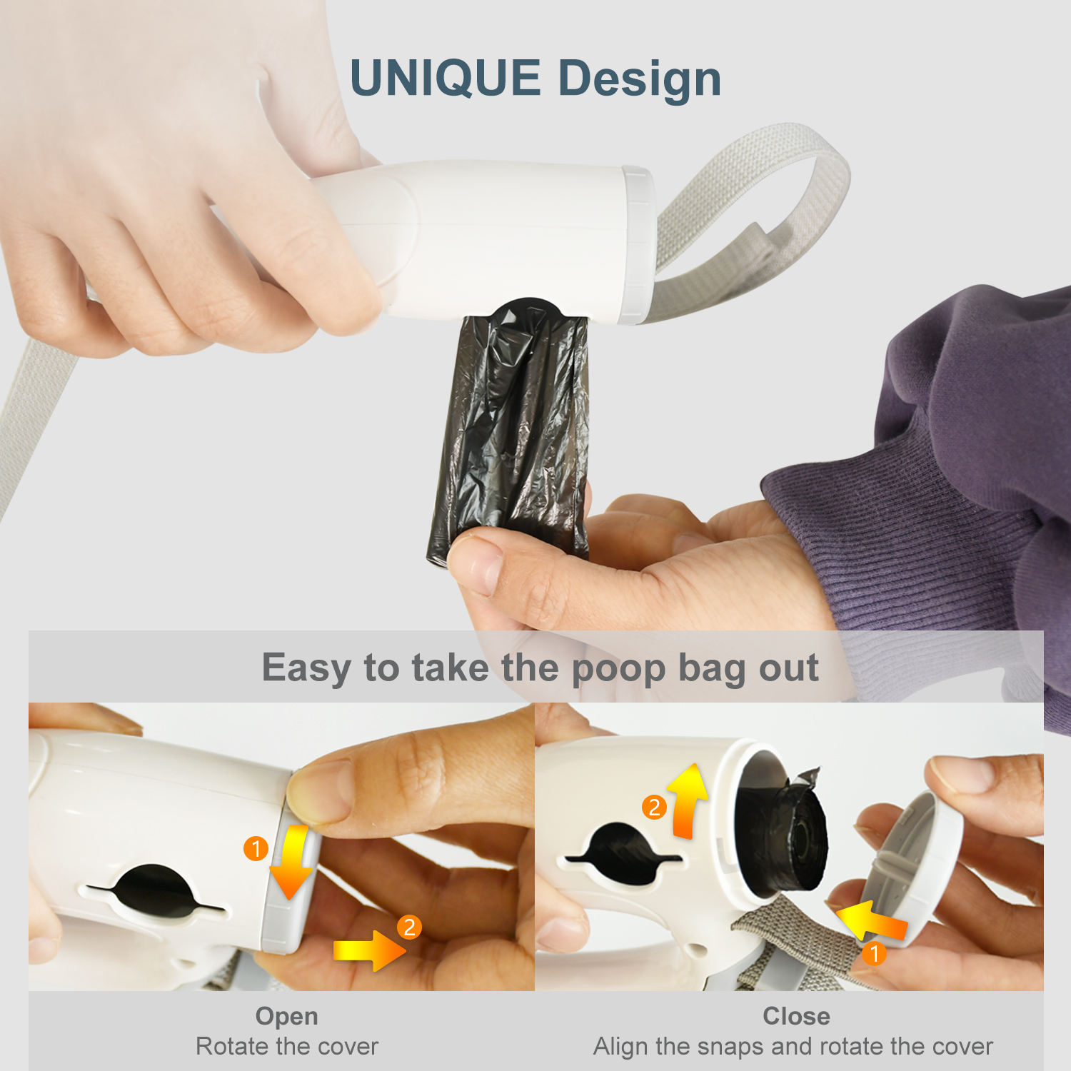 1.8M/6FT Custom Length Hands-Free Elastic Nylon Tape Led Light Poop Bag Dispenser Pet Lead Dog Leash