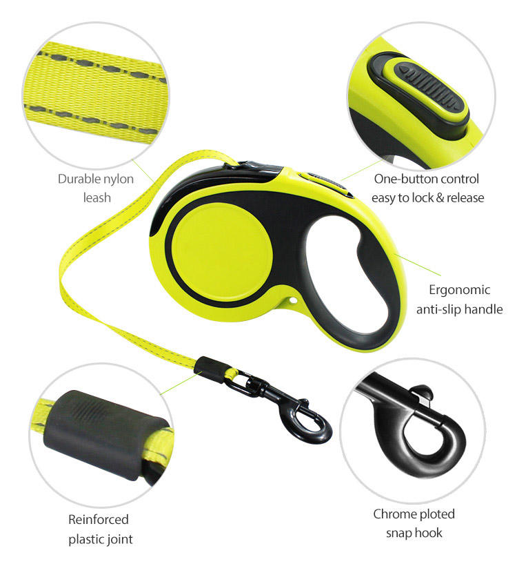 16FT/5M Dog Retractable Leash and Poop Bag Dispenser Set