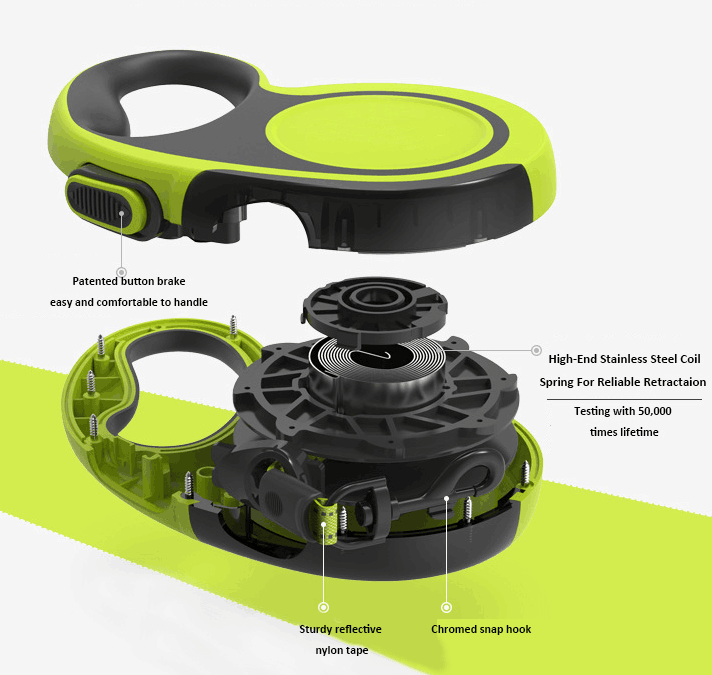 16FT/5M Dog Retractable Leash and Poop Bag Dispenser Set