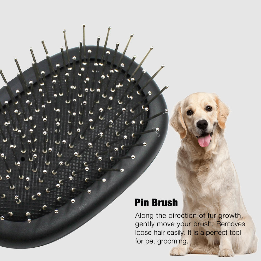 Double Side Hair Grooming Pin and Bristle Dog Cat Brush for Long Haired Pets