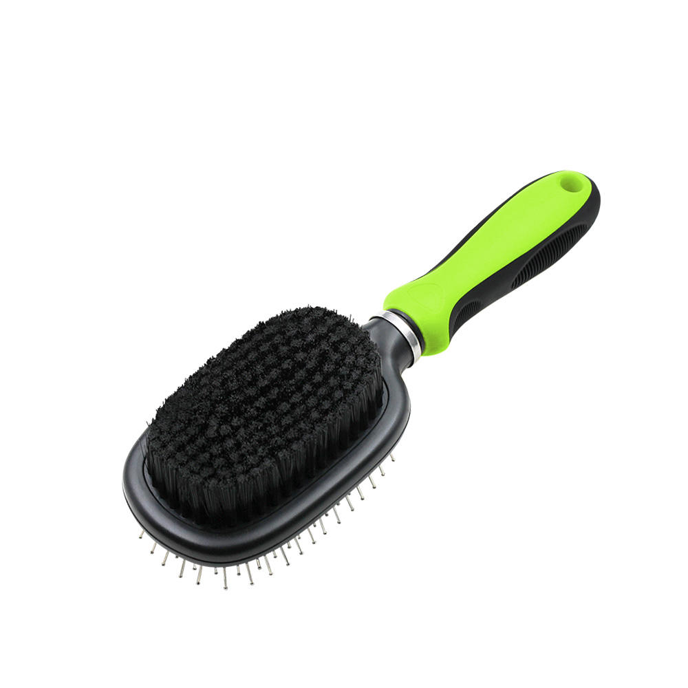 Double Side Hair Grooming Pin and Bristle Dog Cat Brush for Long Haired Pets