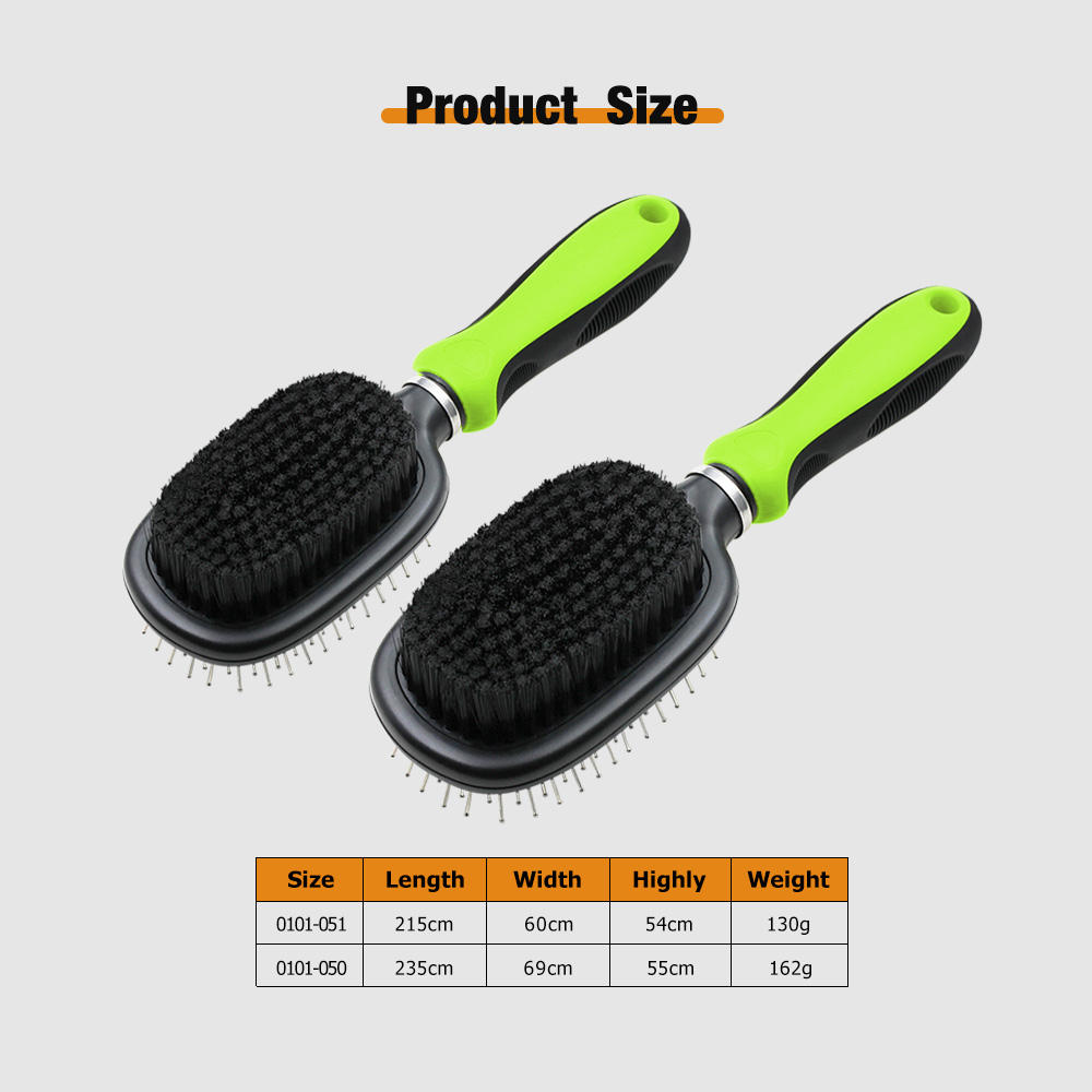 Double Side Hair Grooming Pin and Bristle Dog Cat Brush for Long Haired Pets