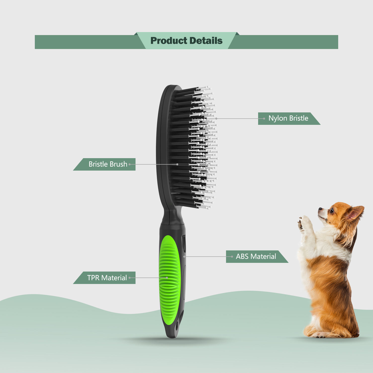 Pet Hair Grooming Tool Nylon Pin and Bristle Long-haired Dog and Cat Finishing Brush