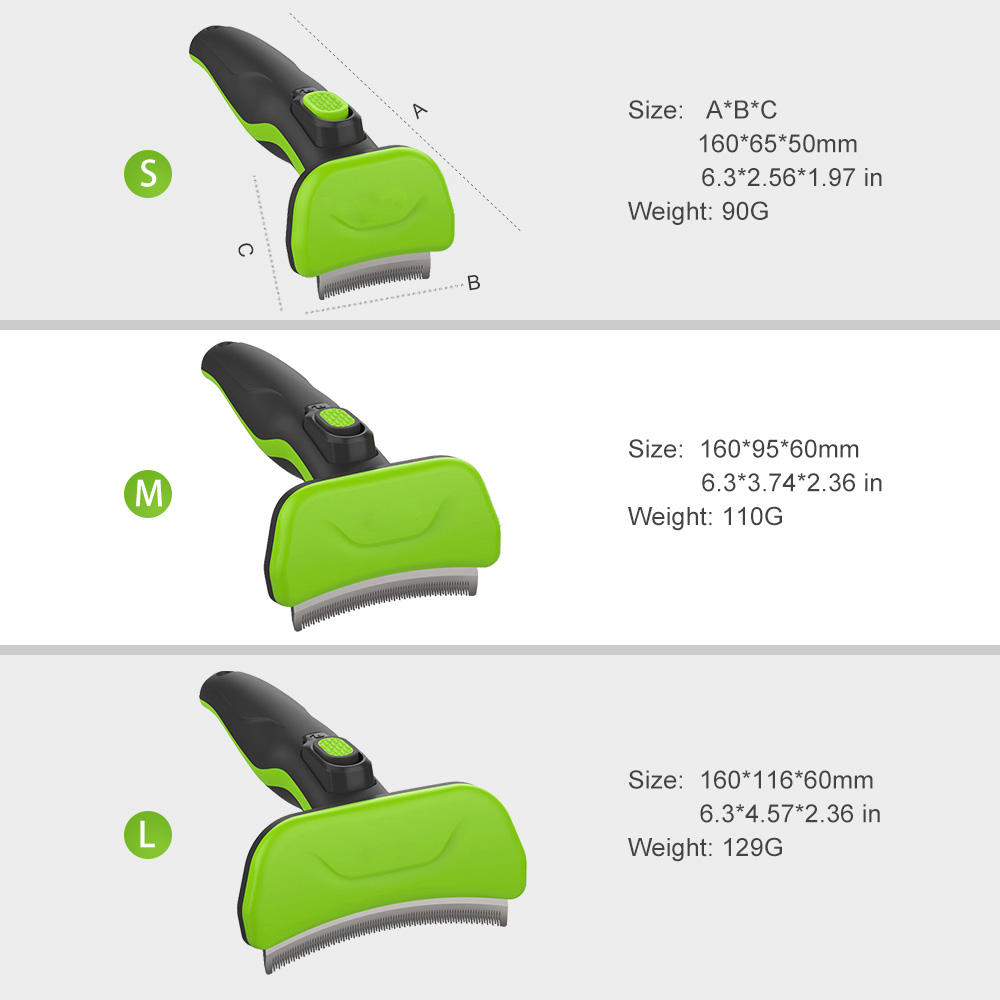 3 Sizes Self Cleaning One-Button Stainless Steel Pet Hair Grooming Deshedding Brush for Dog and cat