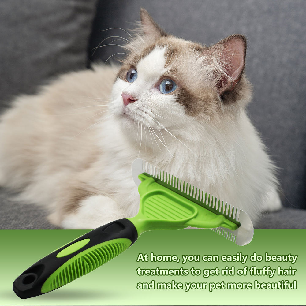 Double Side Pet Hair Grooming Dog Cat Horse Dematting Deshedding Tool