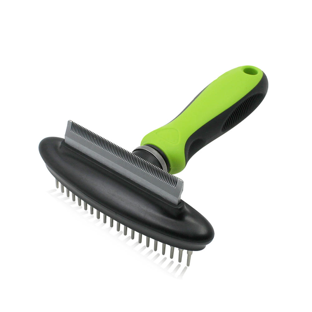 Doule Sided Elastic Head Dog Hair Shedding Tool and Pet Cat Grooming Rake Comb