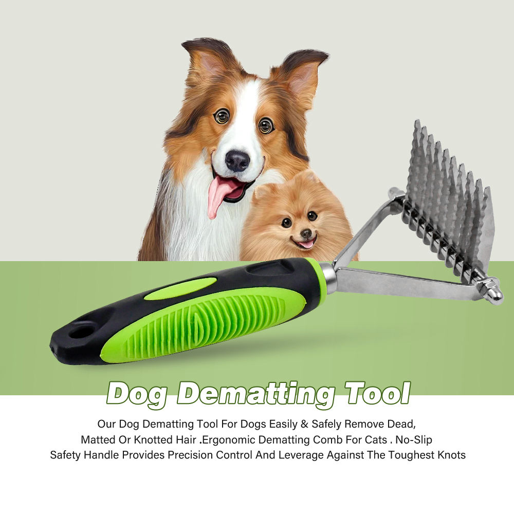 Pet Undercoat Rake Brush Long Teeth Blade Dog and Cat Grooming Dematting Comb