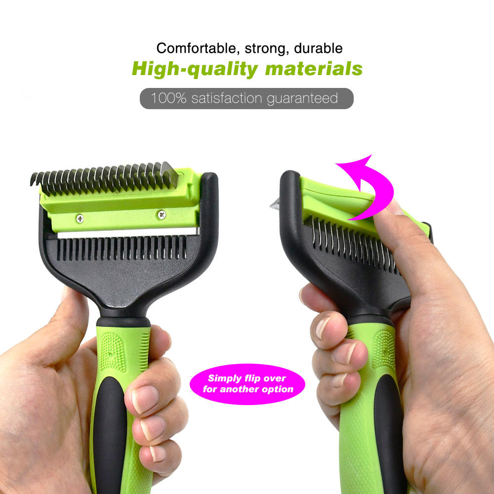 2 In 1 Pet Long Hair Grooming Tool Hair Deshedding And Dematting Dog Cat Brush