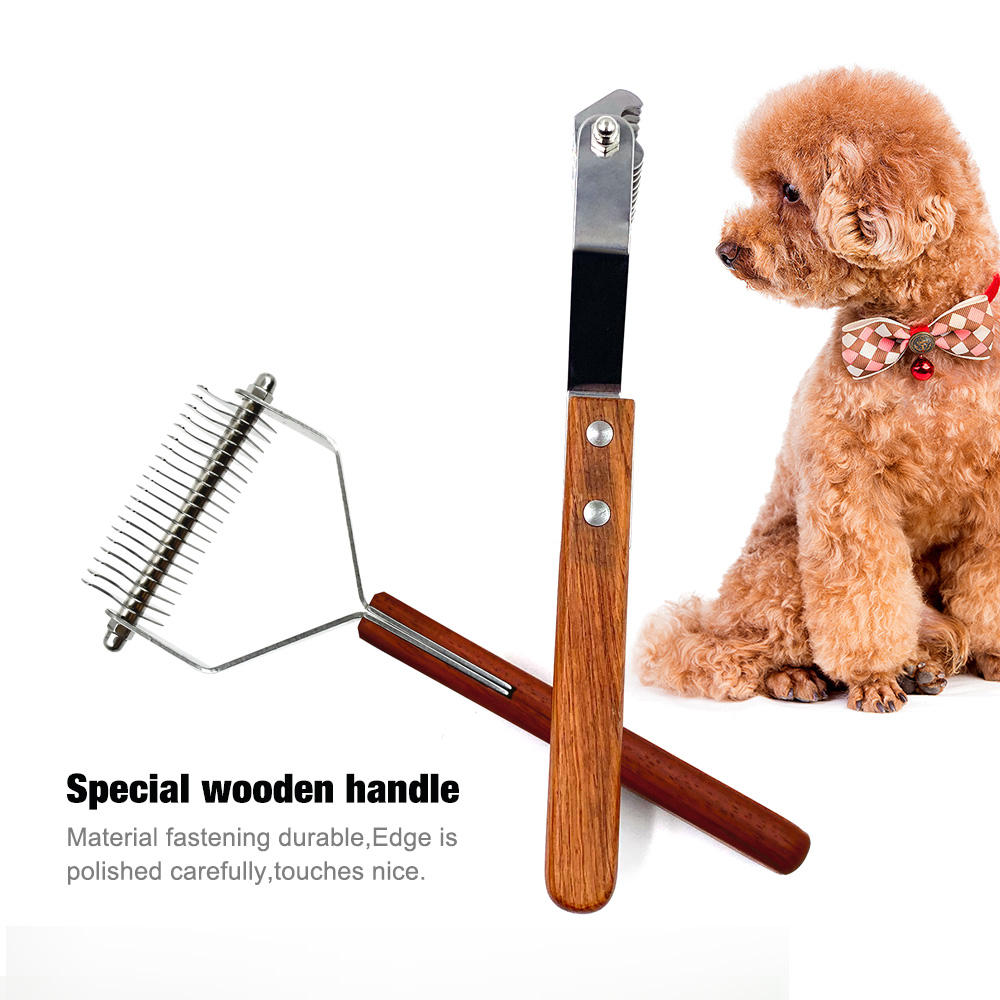 Wooden Pet Hair Grooming Dog and Cat Dematting Comb