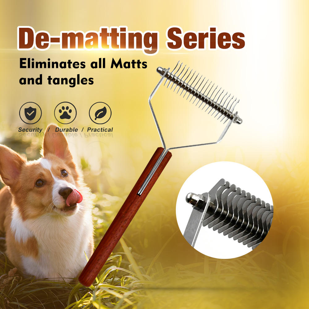 Wooden Pet Hair Grooming Dog and Cat Dematting Comb