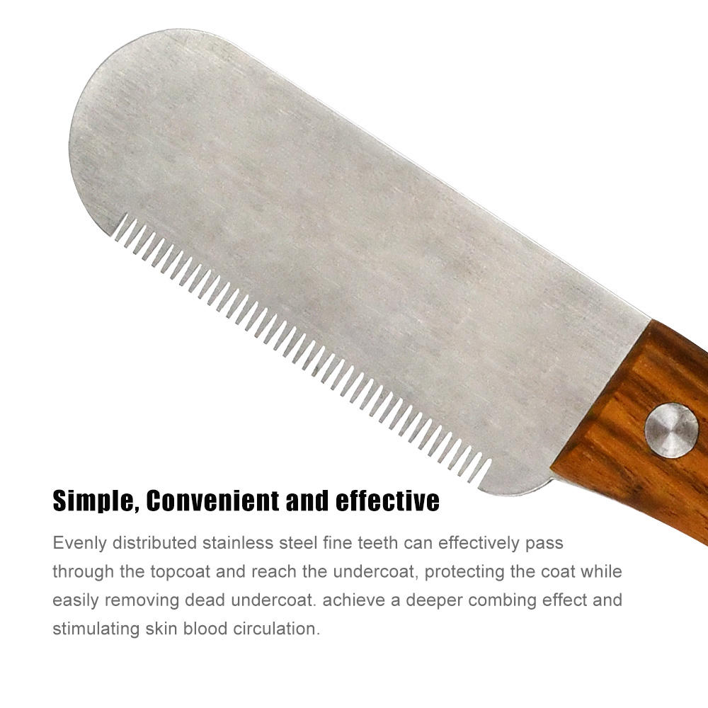 Stainless Steel Fine Coat Stripper Pet Undercoat Hair Grooming Carding Stripping Knife